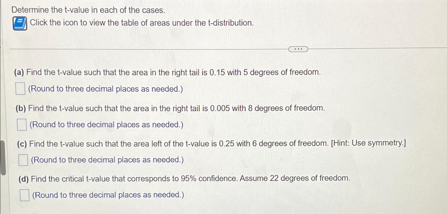 solved-determine-the-t-value-in-each-of-the-cases-click-the-chegg