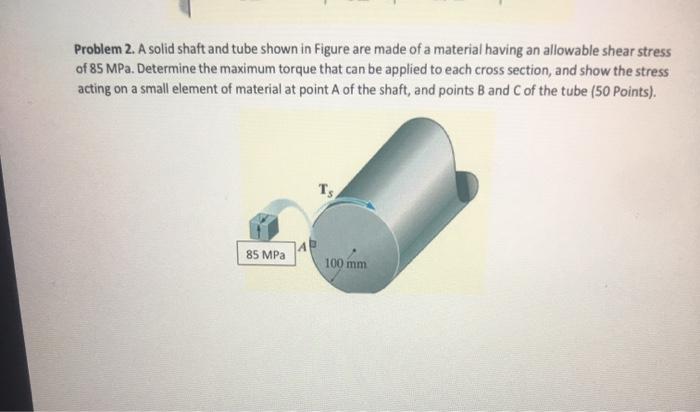 Solved Problem 2. A Solid Shaft And Tube Shown In Figure Are | Chegg.com