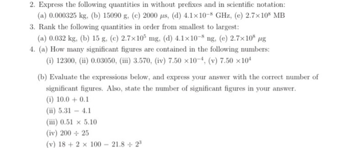 Solved 2. Express the following quantities in without | Chegg.com