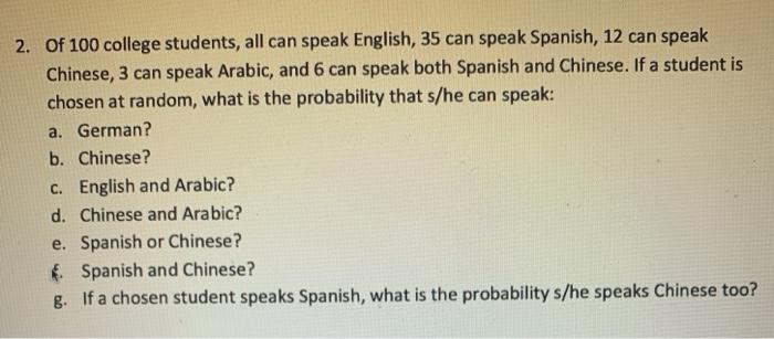 2 Of 100 College Students All Can Speak English 35 Chegg Com