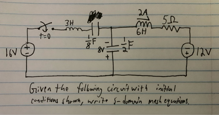 Solved given the following circuit with initial conditions | Chegg.com