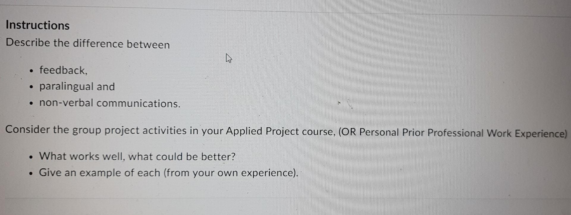 Solved Instructions Describe the difference between | Chegg.com