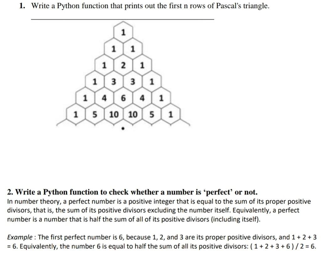 Solved 1. Write a Python function that prints out the first | Chegg.com