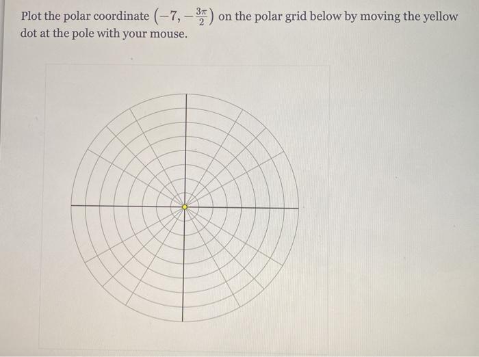 Solved Plot the polar coordinate (-7, -3) on the polar grid | Chegg.com