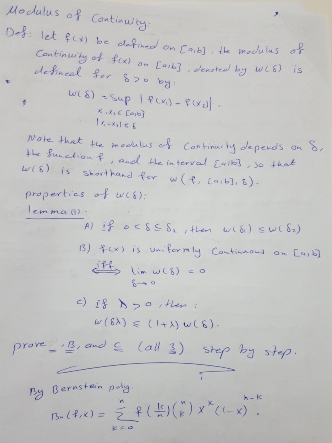 Subject Approximation Theory Prove A B And C Chegg Com