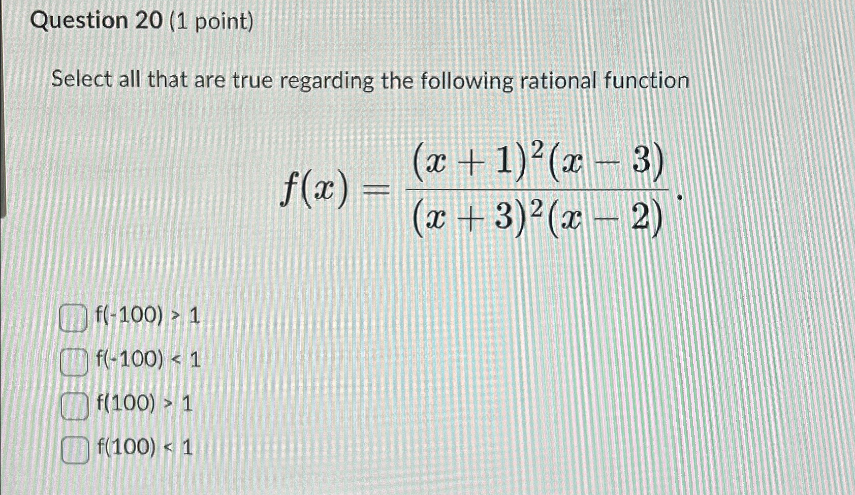 Solved Question 20 (1 ﻿point)Select all that are true | Chegg.com