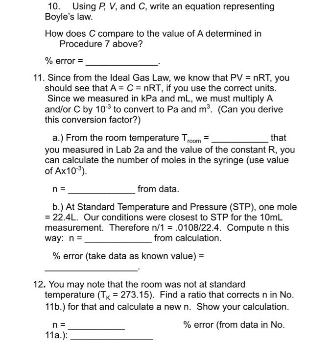 Solved 10. Using P, V, and C, write an equation representing | Chegg.com