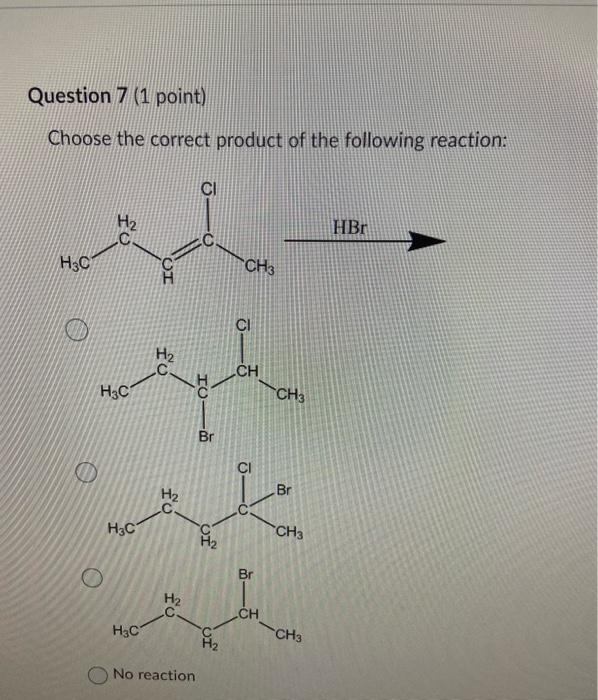 Solved Choose the correct product of the following reaction: | Chegg.com