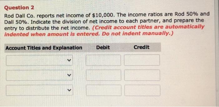 Solved Question 2 Rod Dall Co. reports net income of | Chegg.com