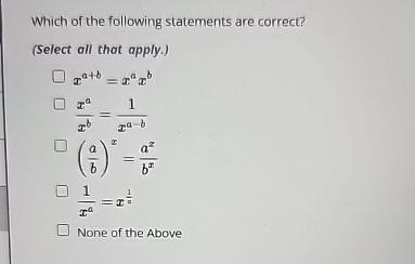 Solved Which Of The Following Statements Are Correct?(Select | Chegg.com