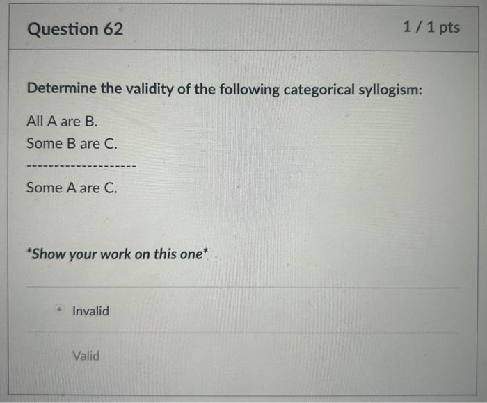 Determine The Validity Of The Following Categorical | Chegg.com