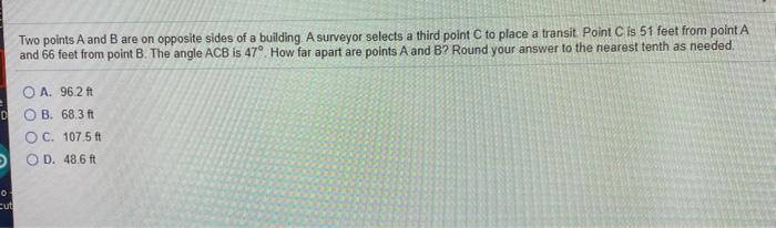 Solved Two points A and B are on opposite sides of a | Chegg.com