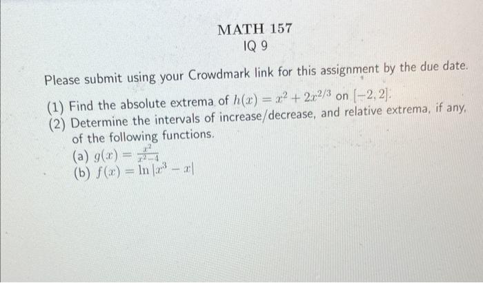 Solved Please submit using your Crowdmark link for this | Chegg.com