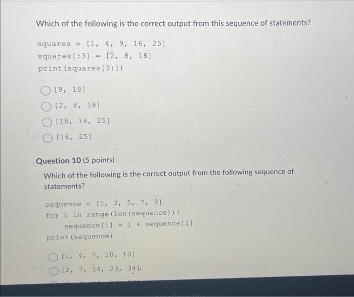 Solved Which of the following is the correct output from | Chegg.com