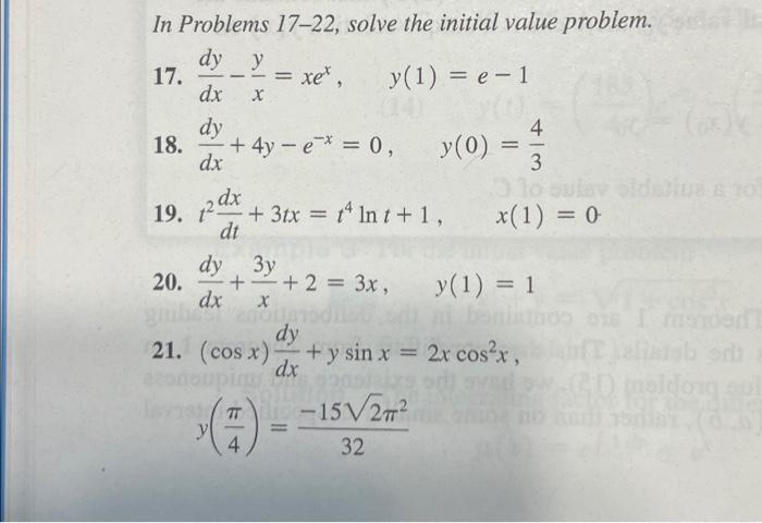 Solved In Problems 17-22, solve the initial value problem. | Chegg.com