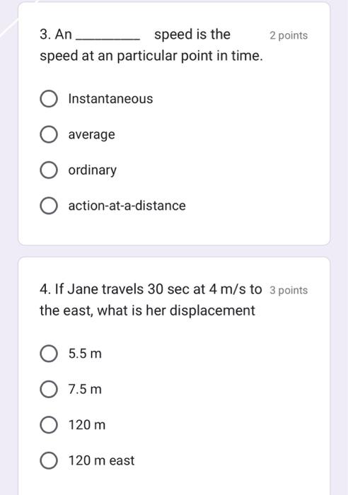 Solved 3. An speed is the 2 points speed at an particular | Chegg.com