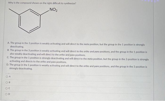 Solved Why is the compound shown on the right difficult to | Chegg.com