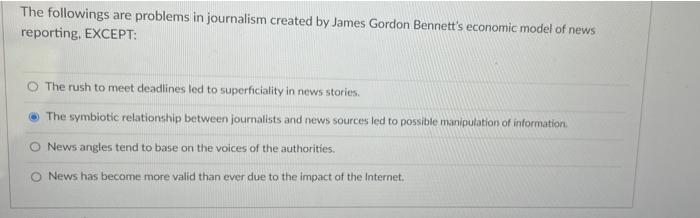 Solved The Followings Are Problems In Journalism Created By | Chegg.com