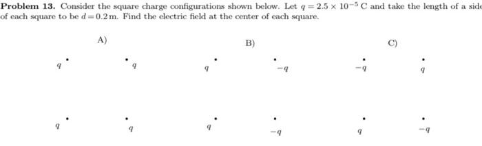 Solved Problem 13. Consider the square charge configurations | Chegg.com