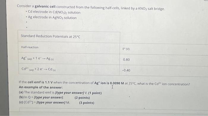 Solved Consider a galvanic cell constructed from the | Chegg.com
