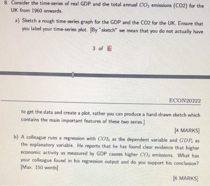 Solved 8. Consider the time series of real GDP and the total | Chegg.com
