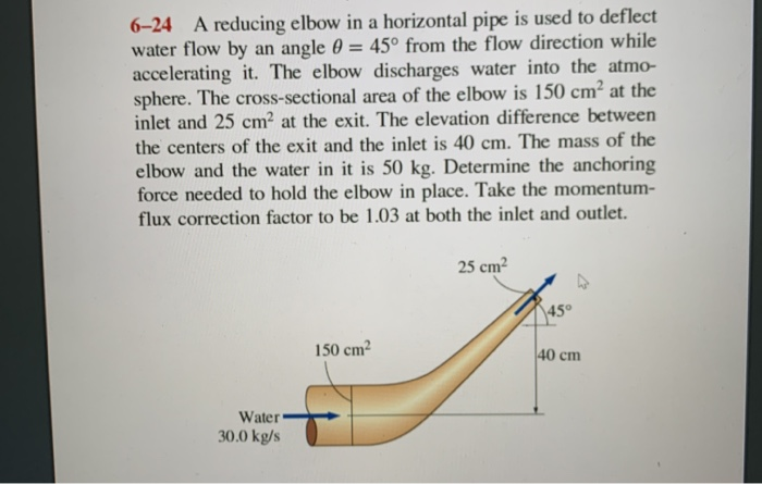 Solved 6-24 A reducing elbow in a horizontal pipe is used to | Chegg.com
