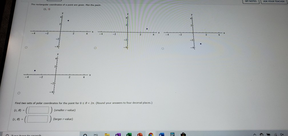 Solved MY NOTES ASK YOUR TEACHER The rectangular coordinates | Chegg.com