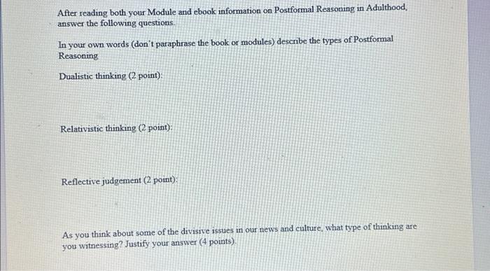 Postformal reasoning online