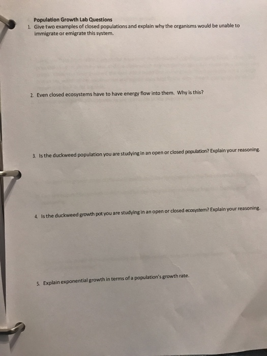 Solved Population Growth Lab Questions 1. Give two examples | Chegg.com