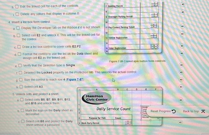Figute 7.86 Copied spin button form controls e. | Chegg.com