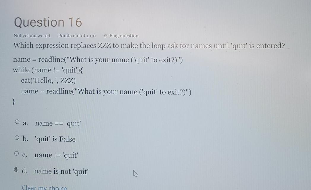 Solved Question 16 Not Yet Answered Points Out Of 1.00 P | Chegg.com