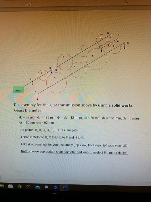 Solved G 10 Motor Do Assembly For The Gear Transmission A Chegg Com