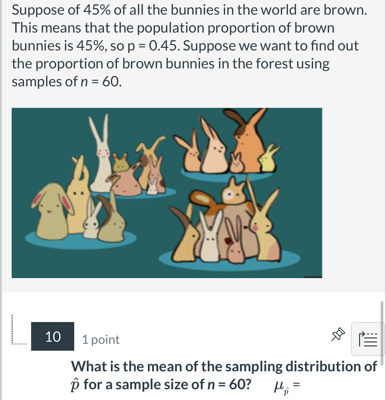 Solved Suppose of 45% ﻿of all the bunnies in the world are | Chegg.com