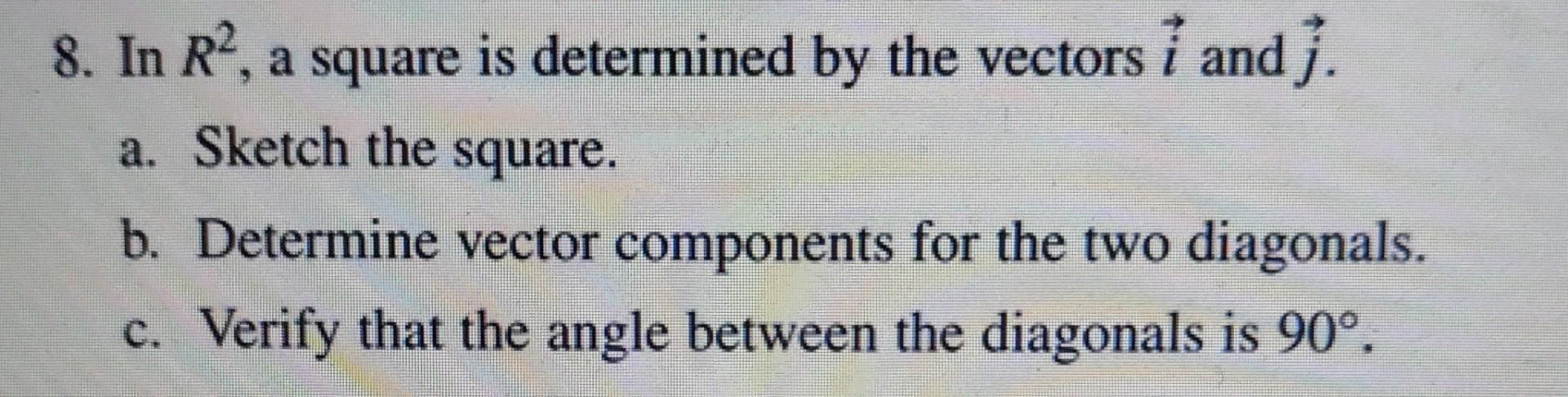 Solved 8. In R2, a square is determined by the vectors i and | Chegg.com