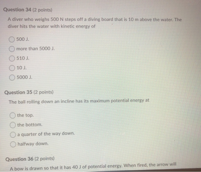 Solved: Question 34 (2 Points) A Diver Who Weighs 500 N St ... Solved: Question 34 (2 Points) A Diver Who Weighs 500 N St ...