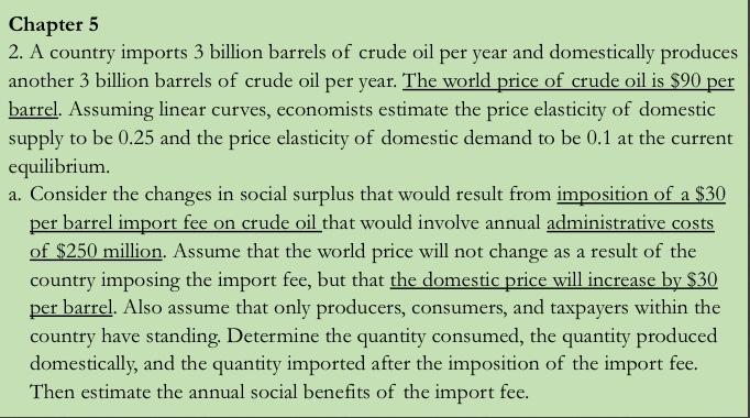 Solved Chapter 5 2. A Country Imports 3 Billion Barrels Of | Chegg.com