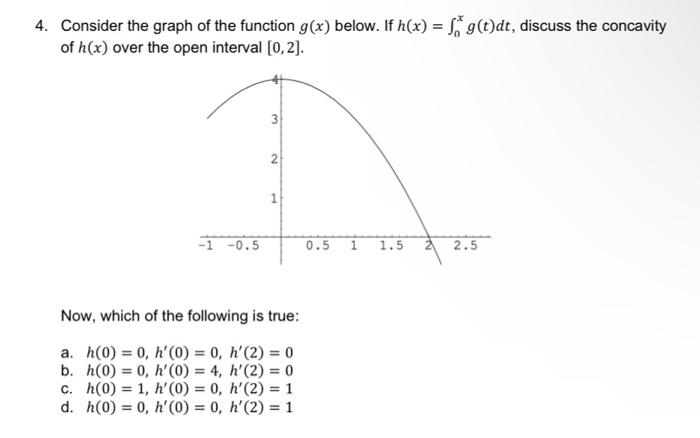 Solved 4. Consider the graph of the function g(x) below. If | Chegg.com