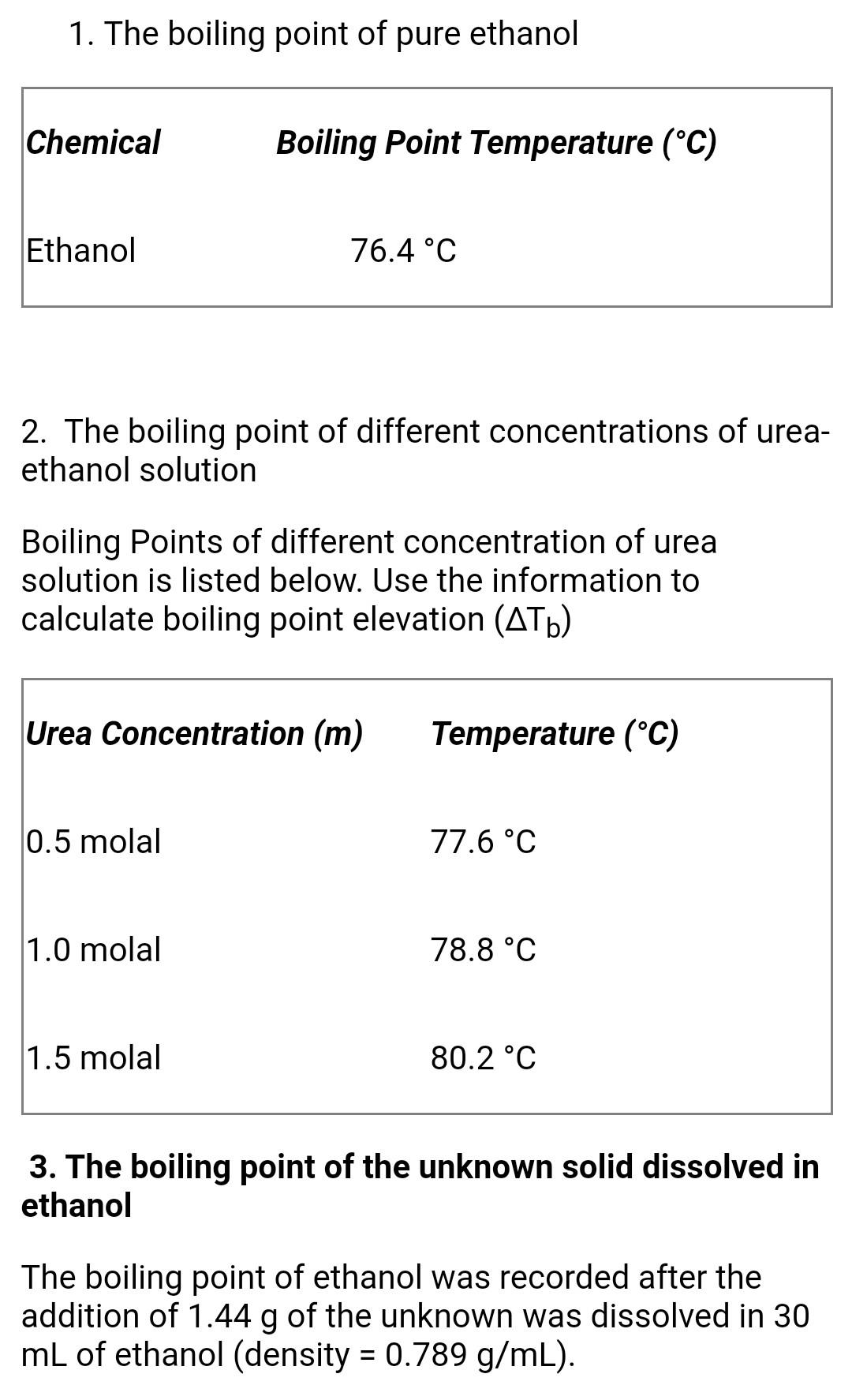 Solved 1. The boiling point of pure ethanol Chemical Boiling