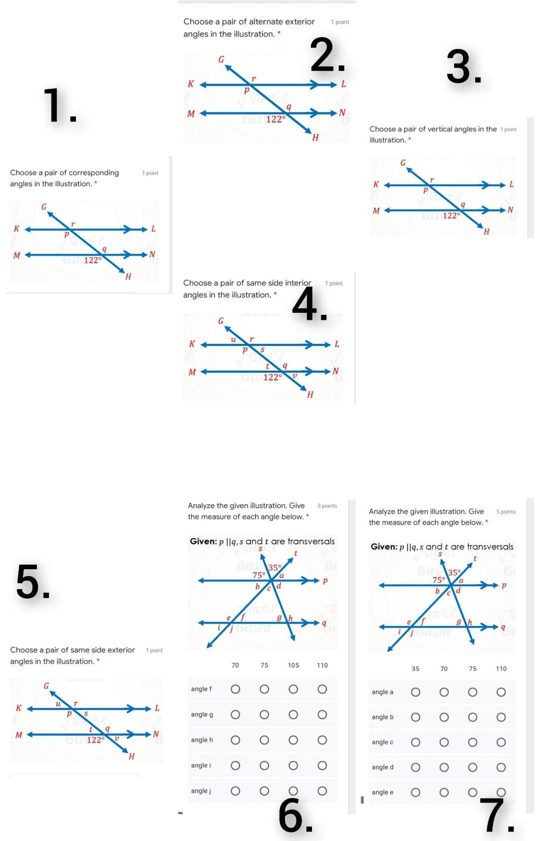 Parallel Lines and Transversas Flashcards