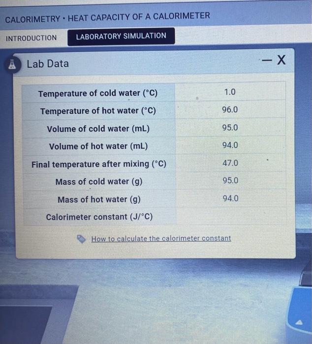 Solved CALORIMETRY • HEAT CAPACITY OF A CALORIMETER | Chegg.com