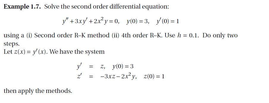 Solved Example 1.7. Solve the second order differential | Chegg.com