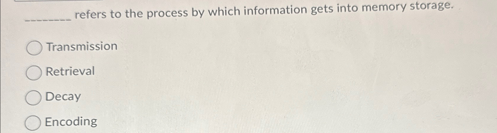 Solved refers to the process by which information gets into 