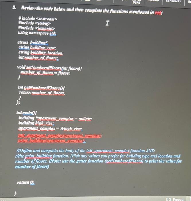 2 Review the code below and then complete the | Chegg.com