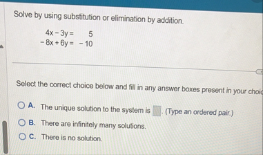 Solved Solve by using substitution or elimination by | Chegg.com