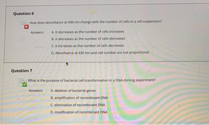Solved Question 6 How does absorbance at 430 nm change with | Chegg.com