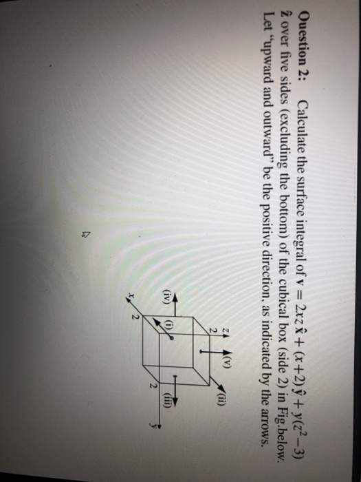 Solved Question 2 Calculate The Surface Integral Of V Chegg Com
