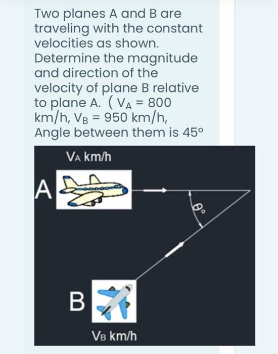 Solved Two Planes A And B Are Traveling With The Constant | Chegg.com