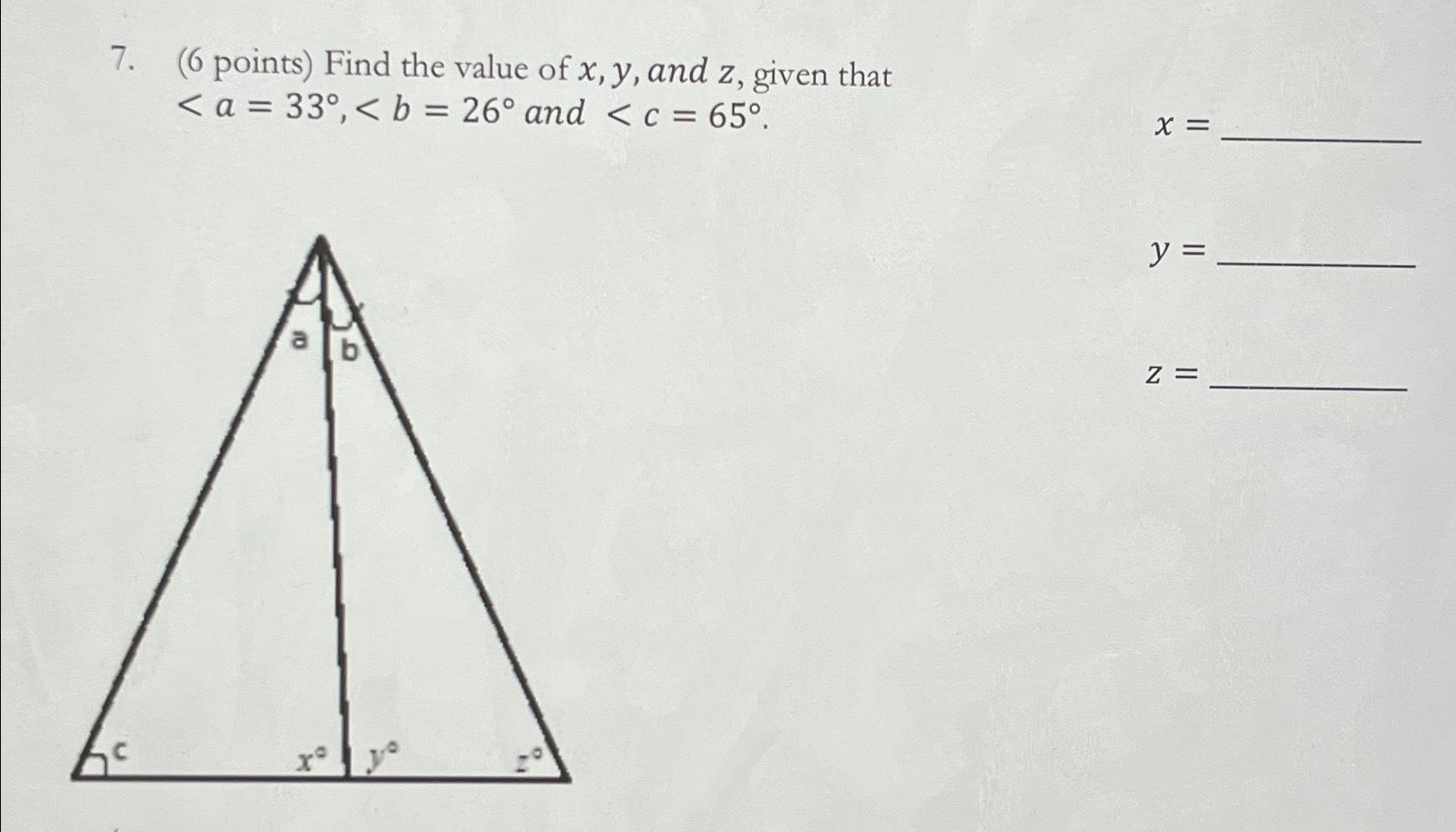what is the value of x y z