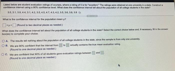 Solved 5. Listed below are student evaluation ratings of | Chegg.com