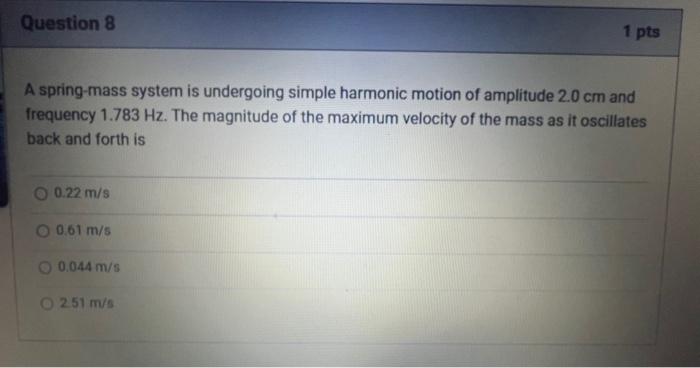Solved A Spring Mass System Is Undergoing Simple Harmonic Chegg